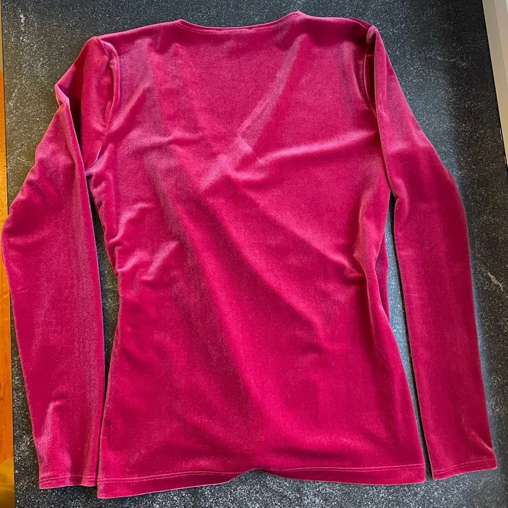 EUC J. Crew Pink Velvet Top V-Neck Women’s Extra Small (XS) Wrap Long Sleeve - Picture 2 of 5